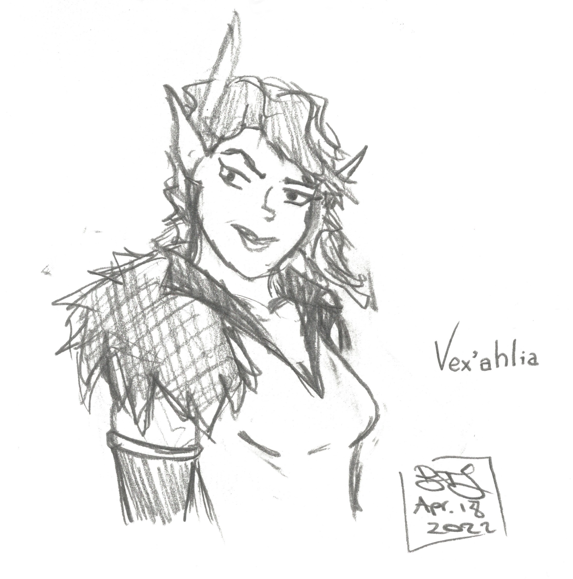 Vex'ahlia (Inspired by Critical Role: The Legend of Vox Machina); Pencil on Paper, April 2022