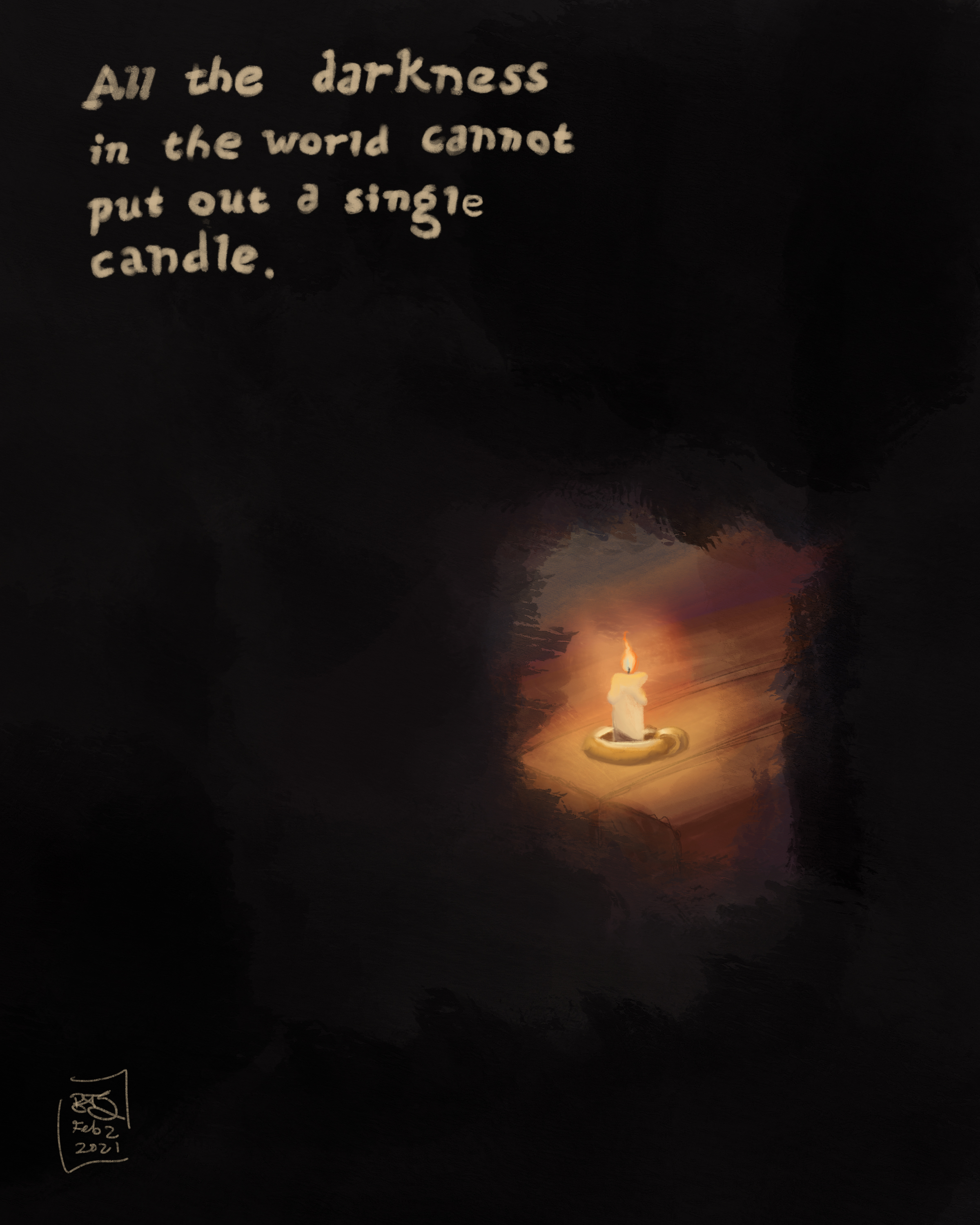 A Single Candle; Digital (ProCreate on iPad), February 2021